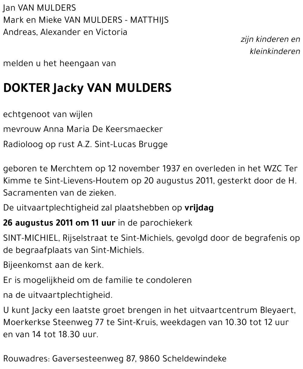 Jacky VAN MULDERS