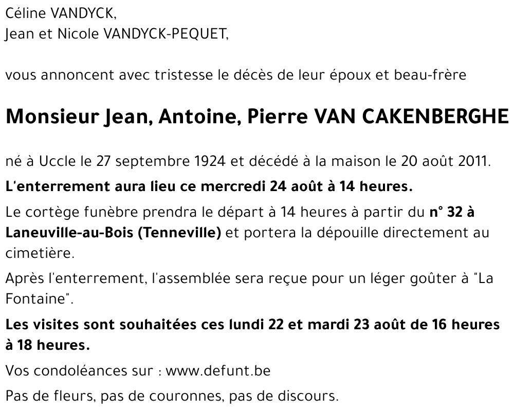 Jean VAN CAKENBERGHE