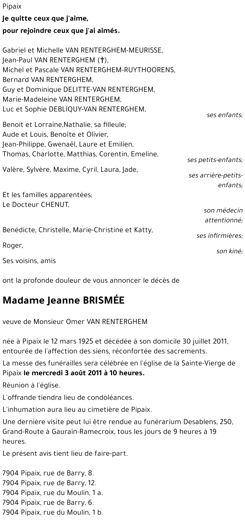 Jeanne BRISMÉE