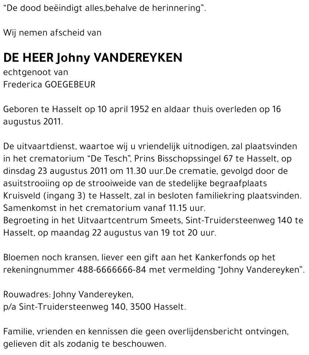 Johny VANDEREYKEN