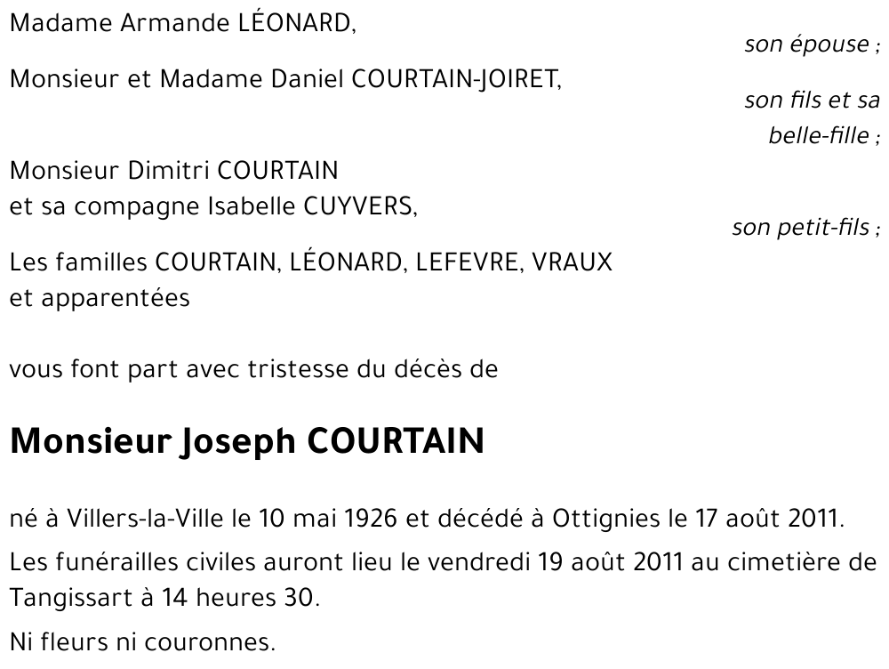Joseph COURTAIN