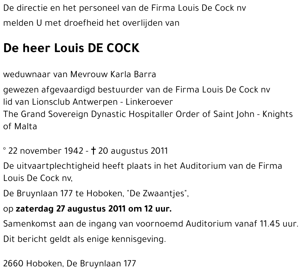 Louis DE COCK