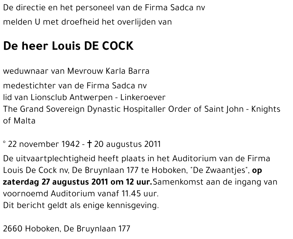 Louis DE COCK