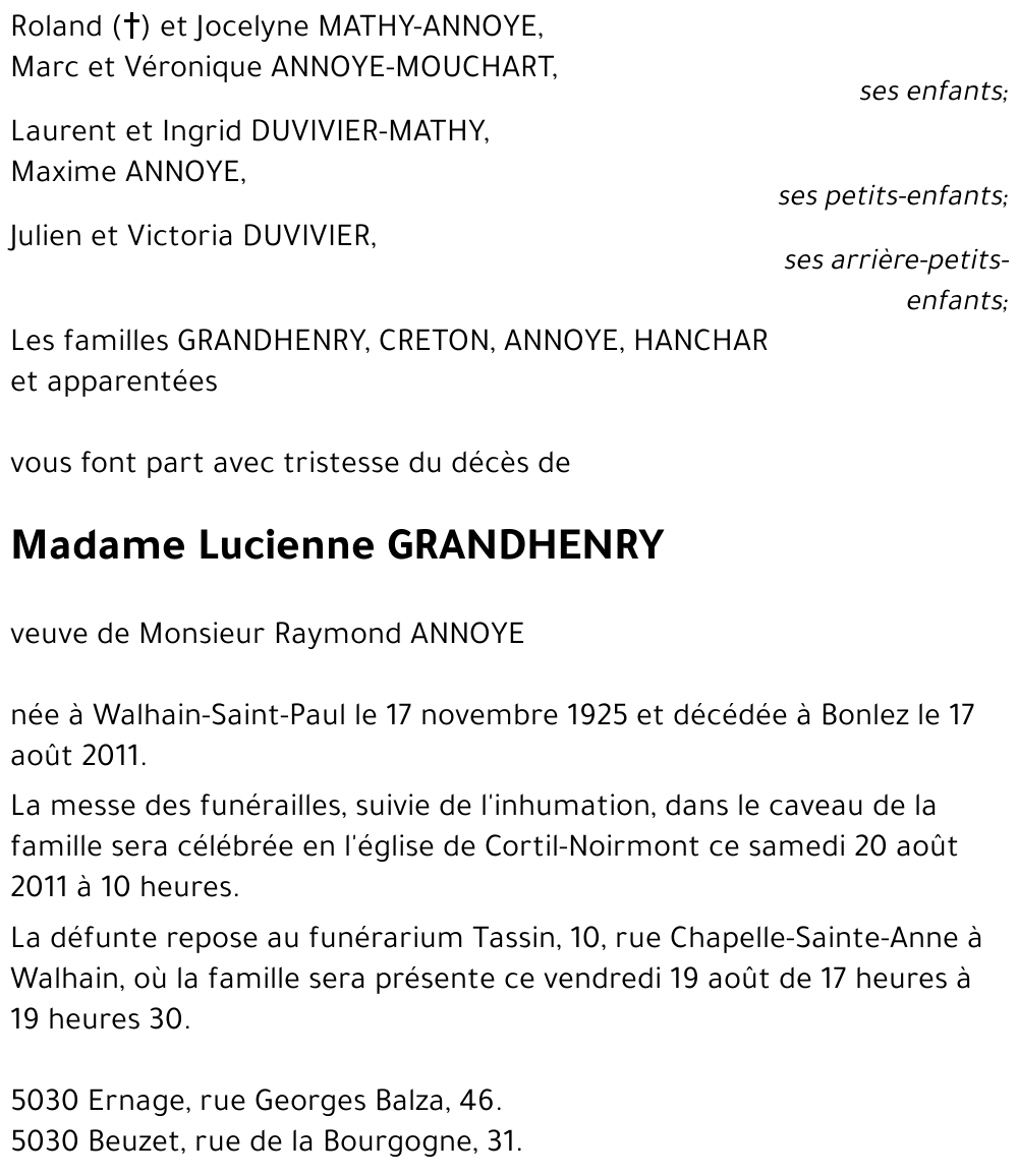 Lucienne GRANDHENRY
