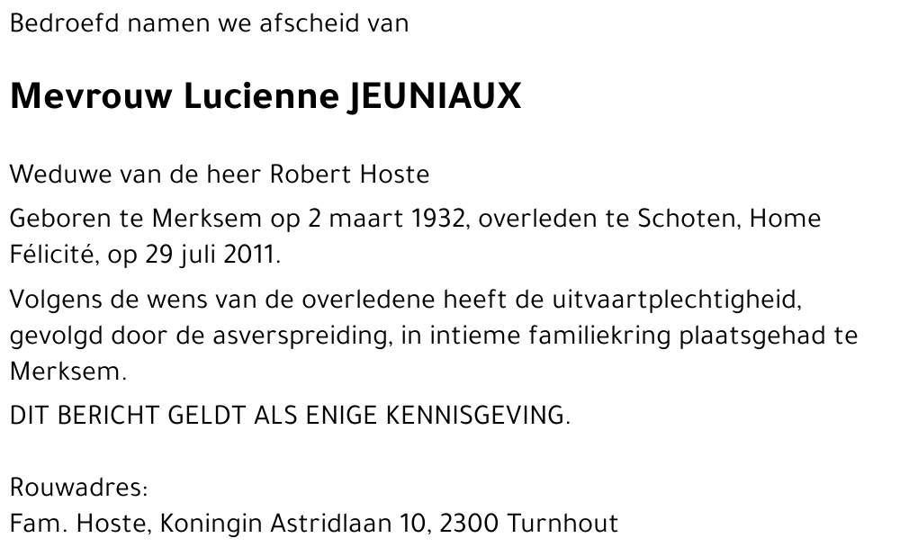 Lucienne JEUNIAUX