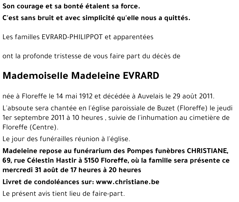 Madeleine EVRARD
