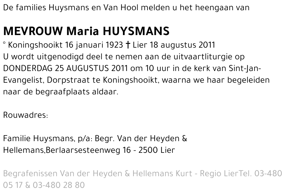 Maria Huysmans