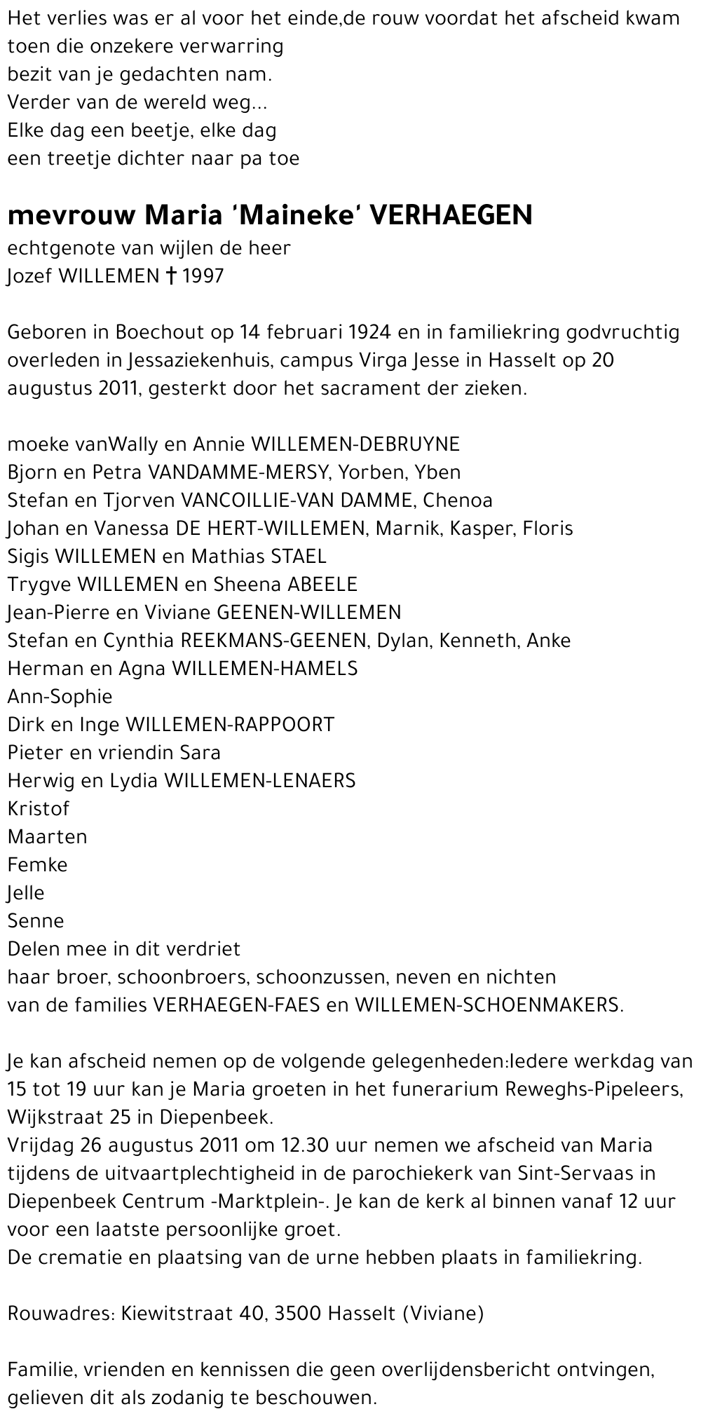 Maria VERHAEGEN