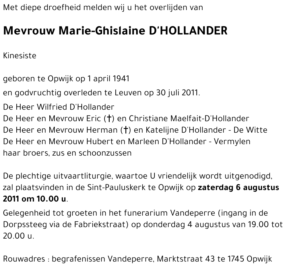 Marie-Ghislaine D'HOLLANDER