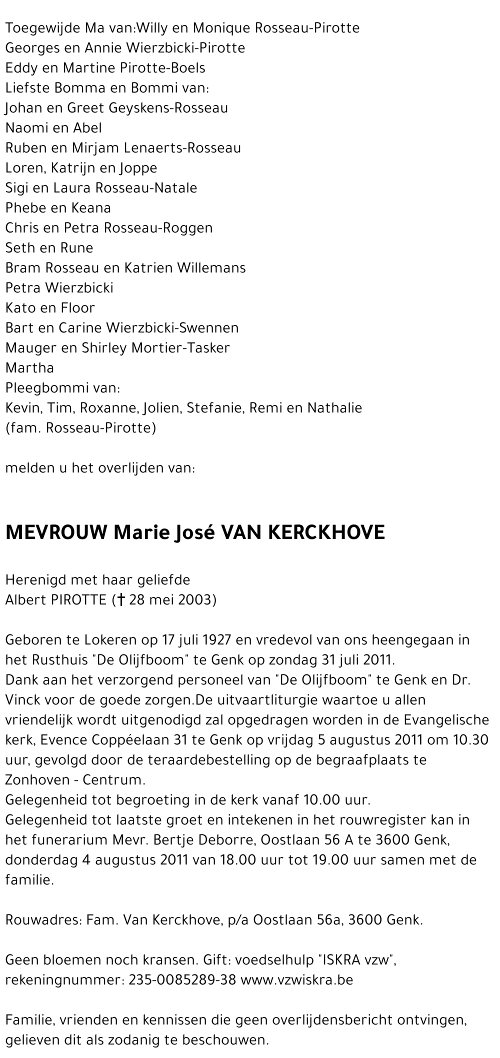 Marie José VAN KERCKHOVE