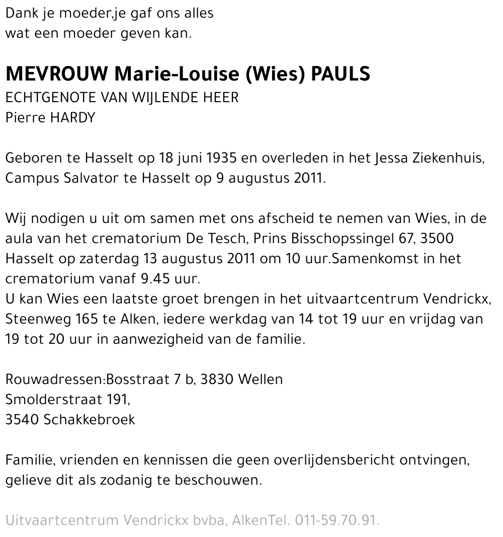 Marie-Louise (Wies) Pauls