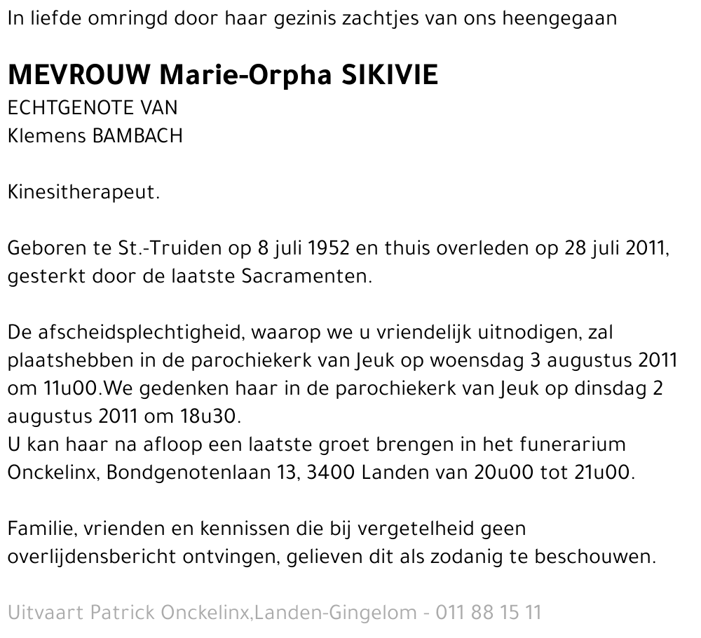 Marie-Orpha Sikivie