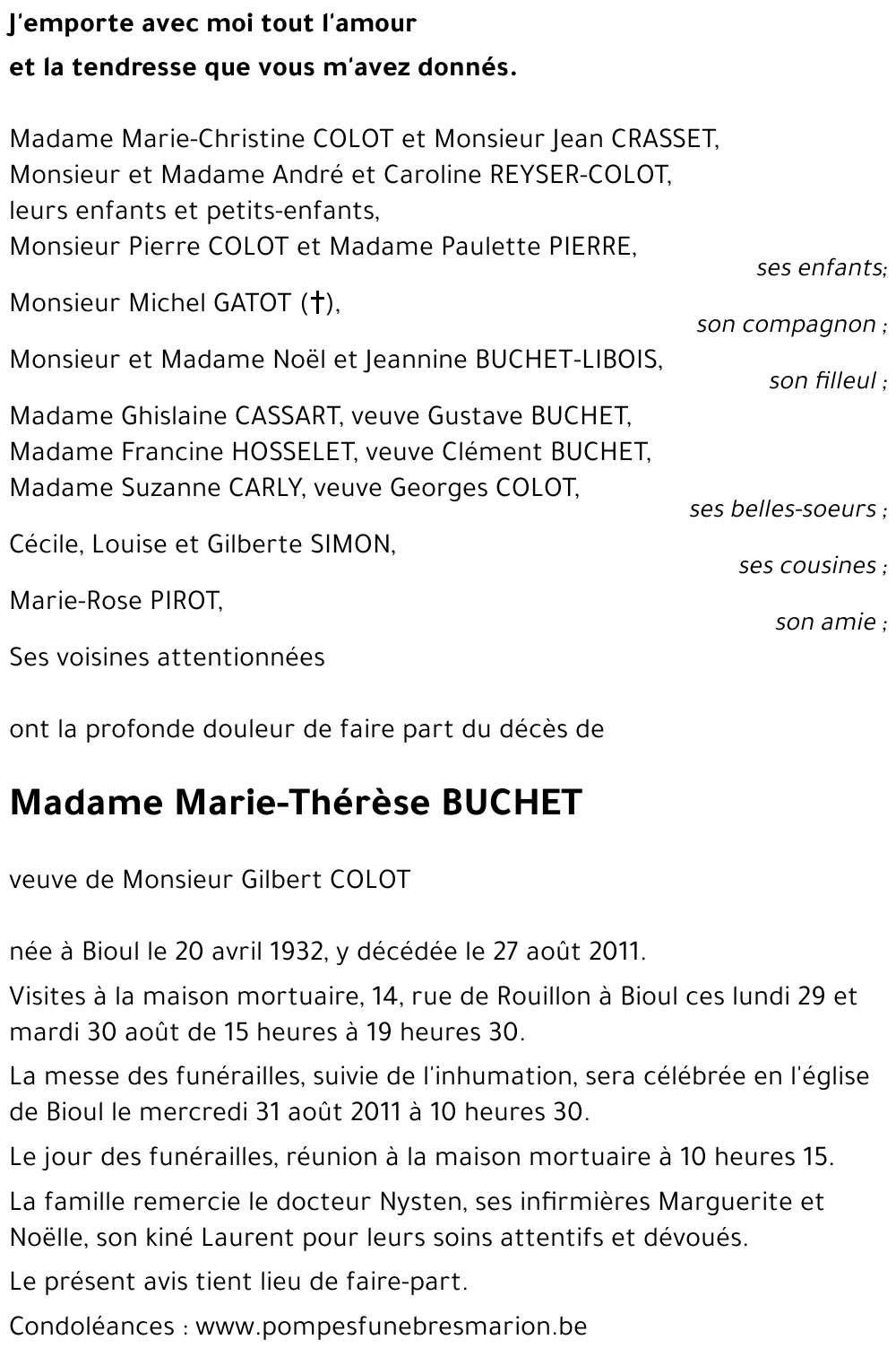 Marie-Thérèse BUCHET