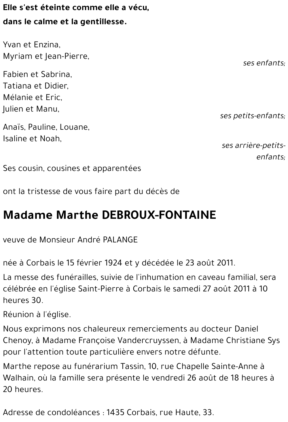 Marthe DEBROUX-FONTAINE