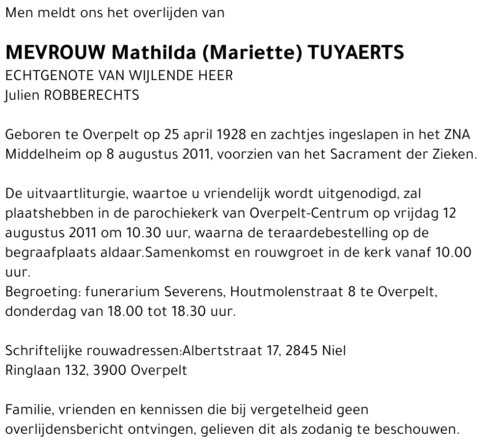 Mathilda (Mariette) TUYAERTS