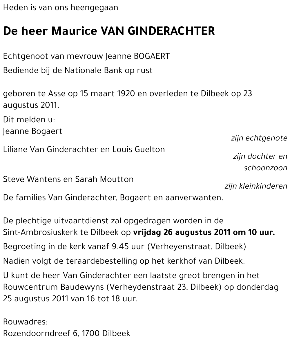 Maurice VAN GINDERACHTER