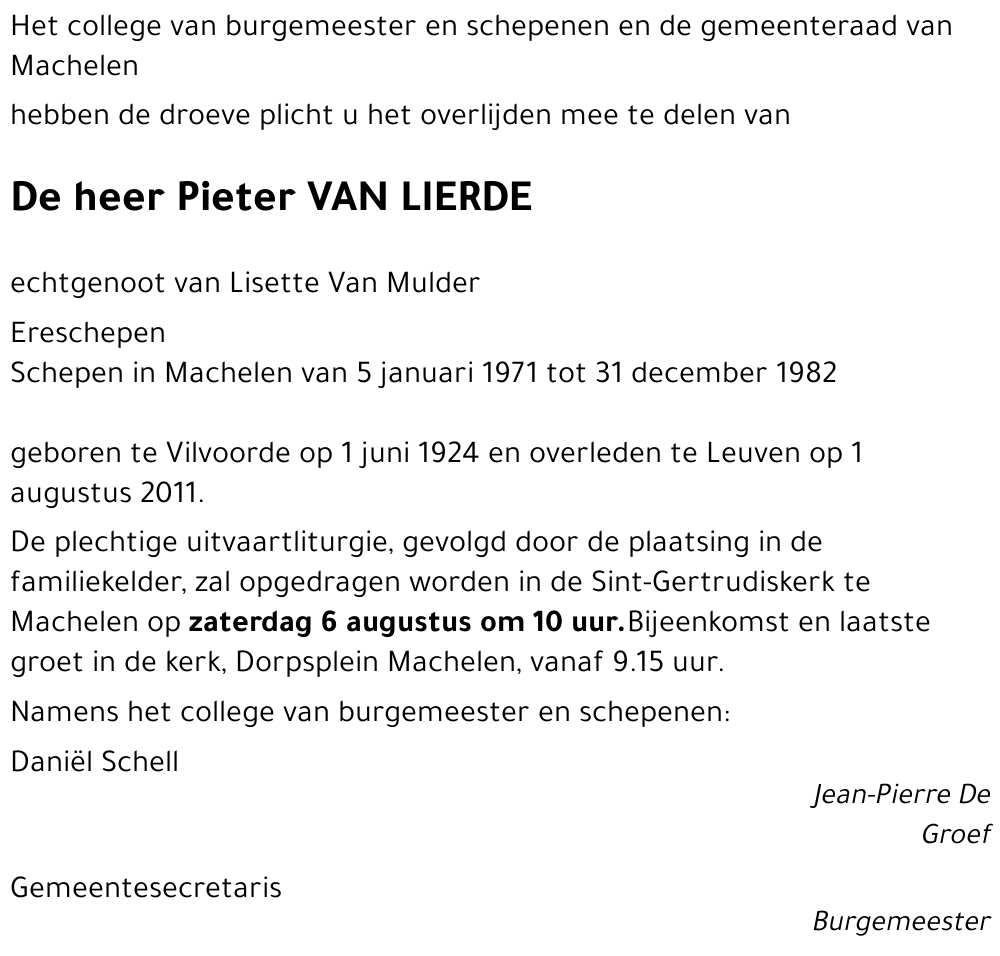 Pieter VAN LIERDE