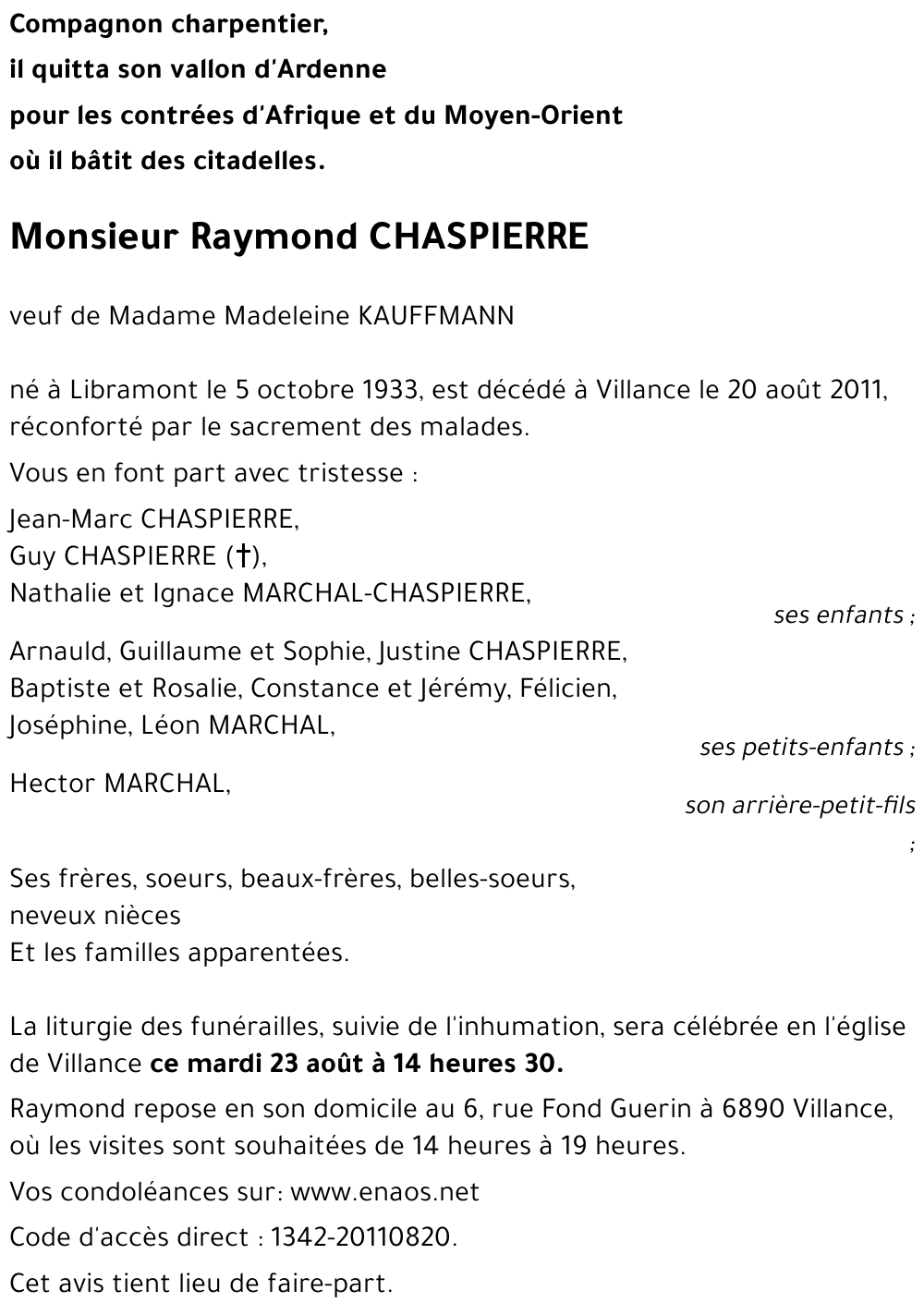 Raymond CHASPIERRE