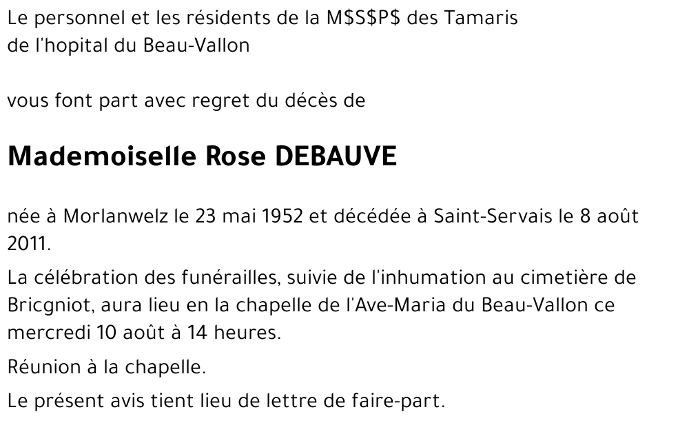 Rose DEBAUVE
