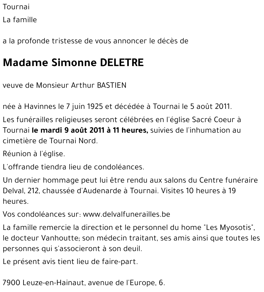Simonne DELETRE