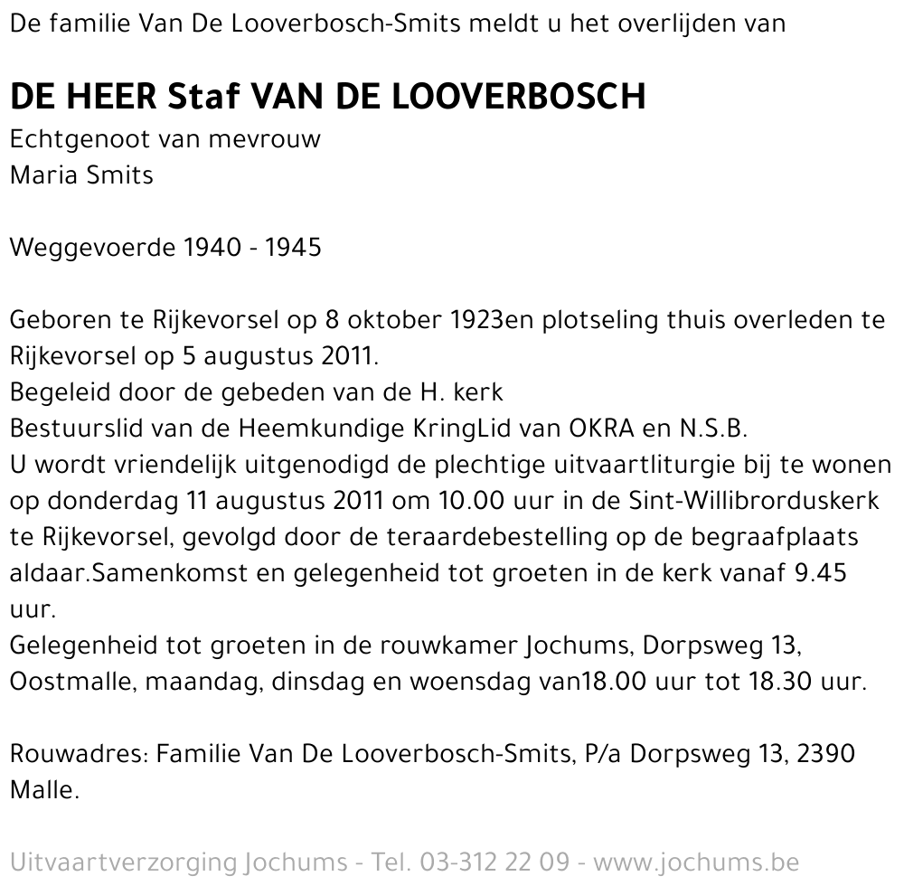 Staf Van De Looverbosch