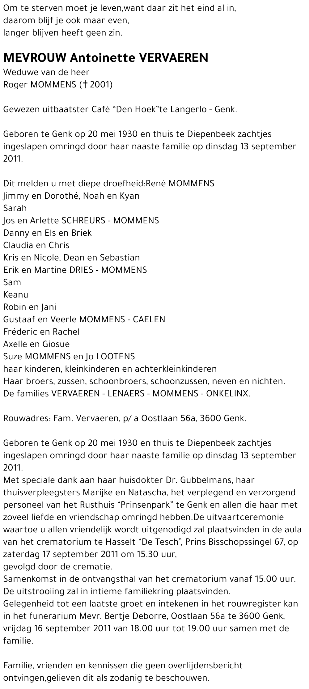 Antoinette VERVAEREN