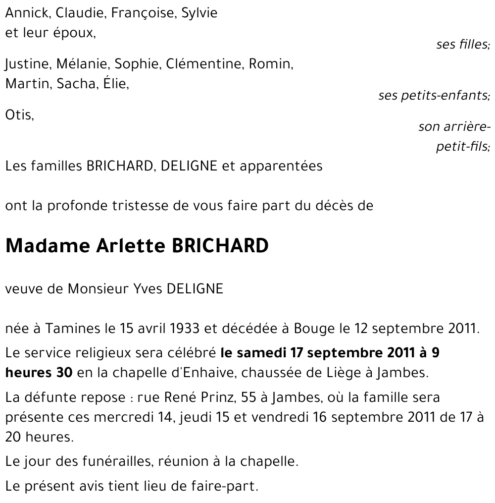 Arlette BRICHARD