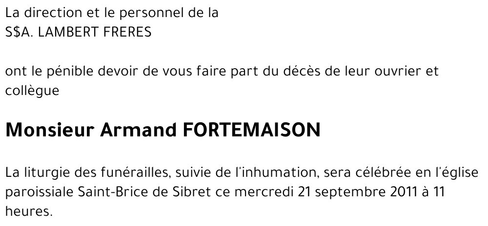 Armand FORTEMAISON