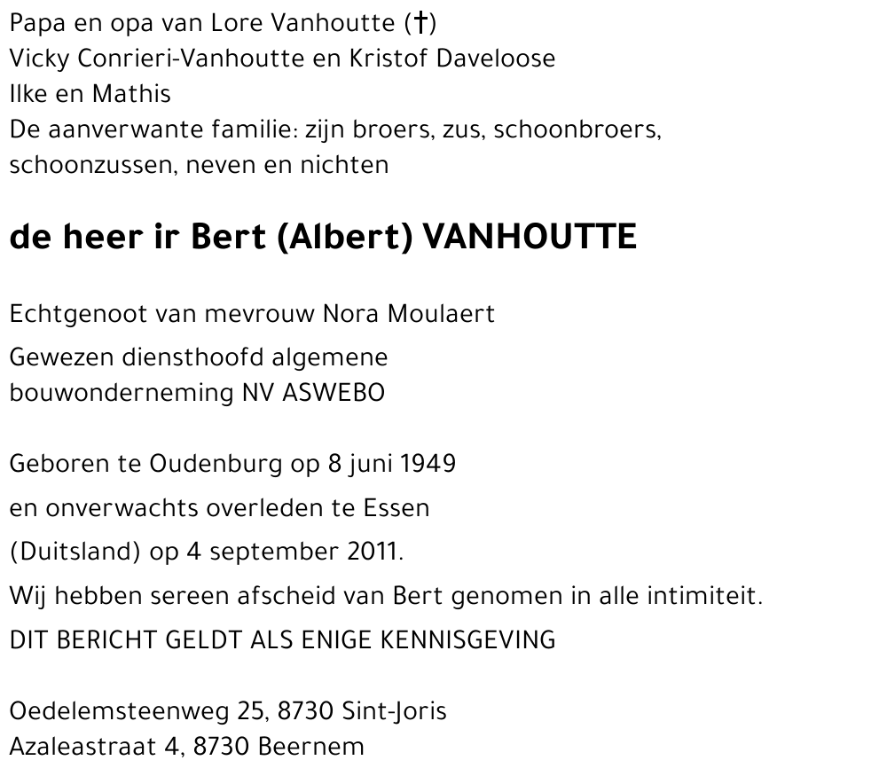 Bert VANHOUTTE