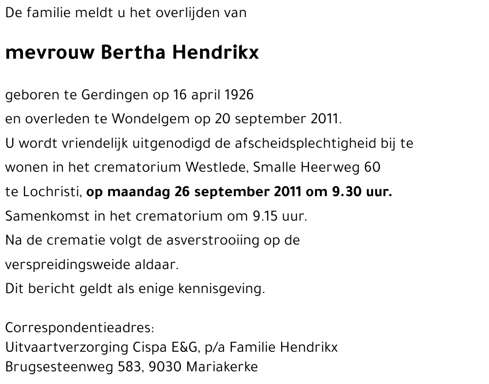 Bertha Hendrikx