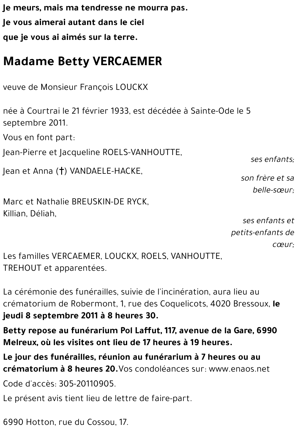 Betty VERCAEMER