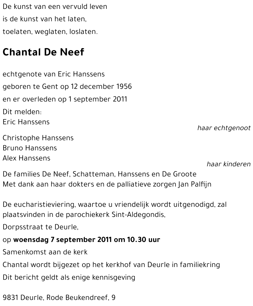 Chantal De Neef
