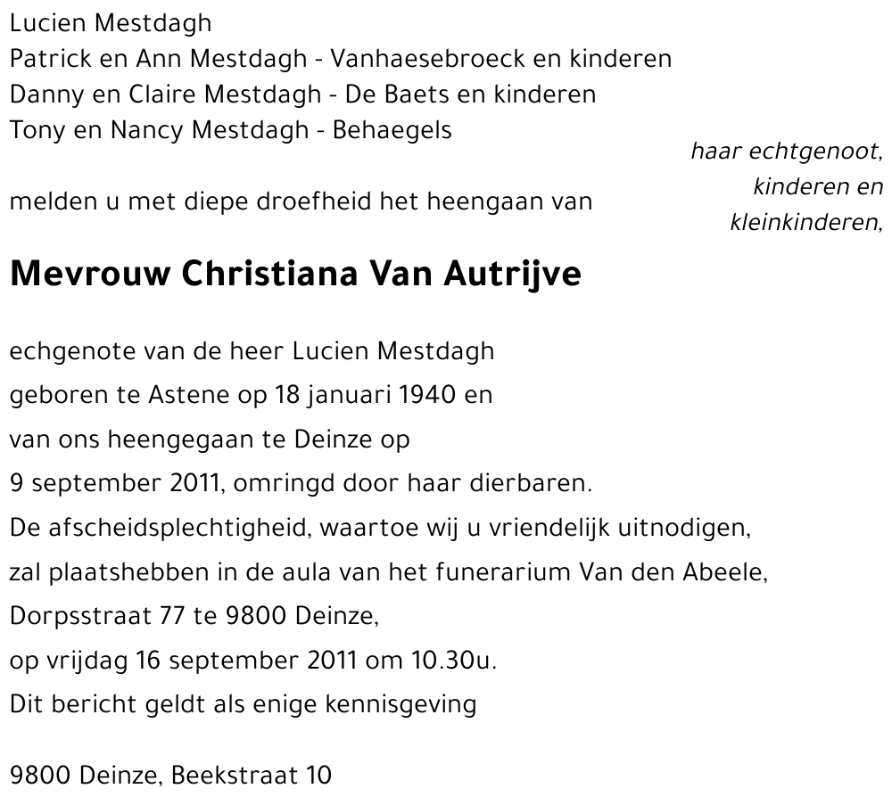 Christiana Van Autrijve