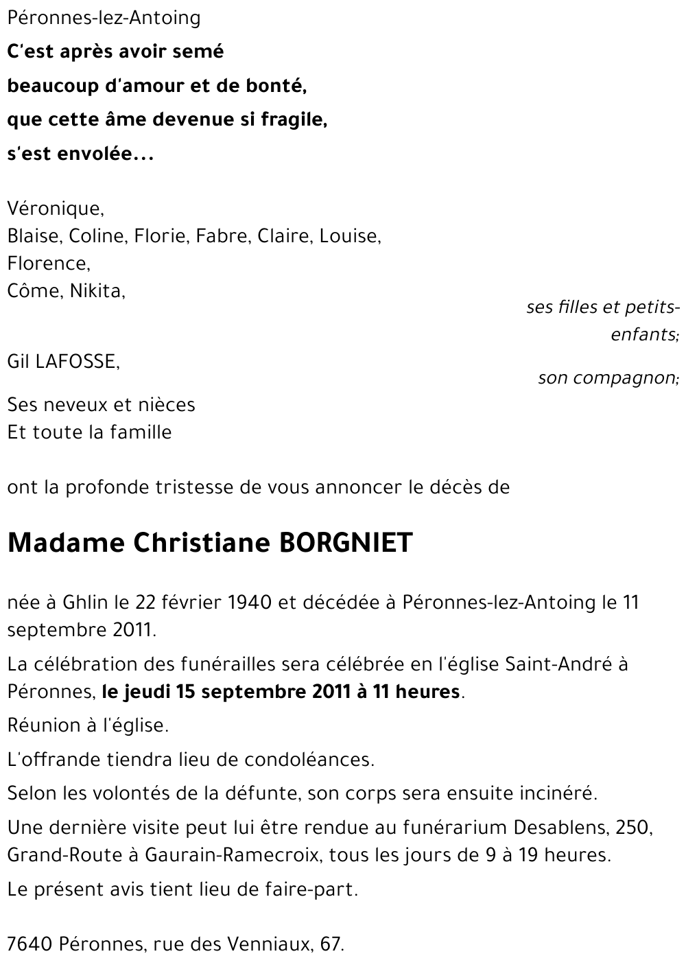 Christiane BORGNIET