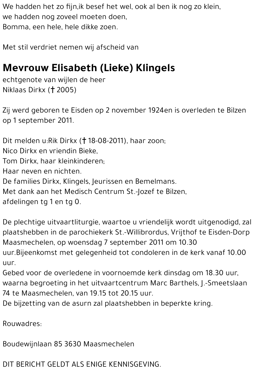 Elisabeth (Lieke) Klingels
