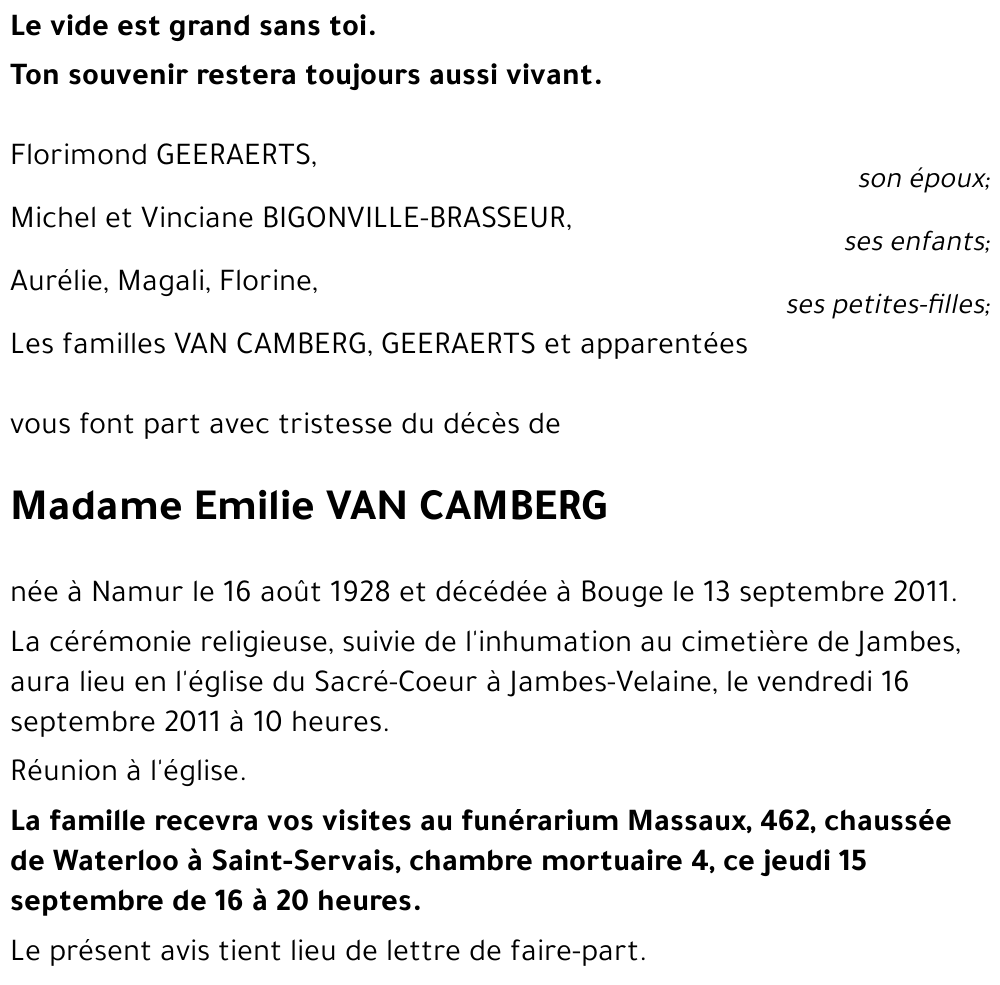 Emilie VAN CAMBERG