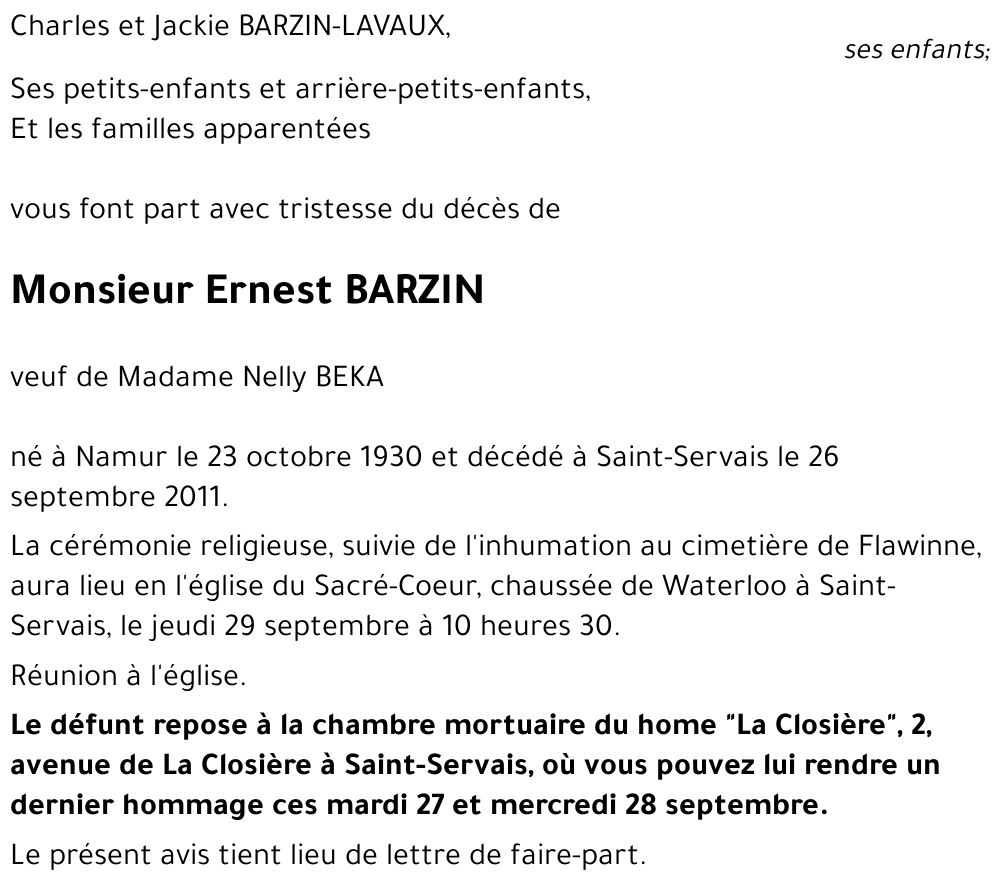 Ernest BARZIN