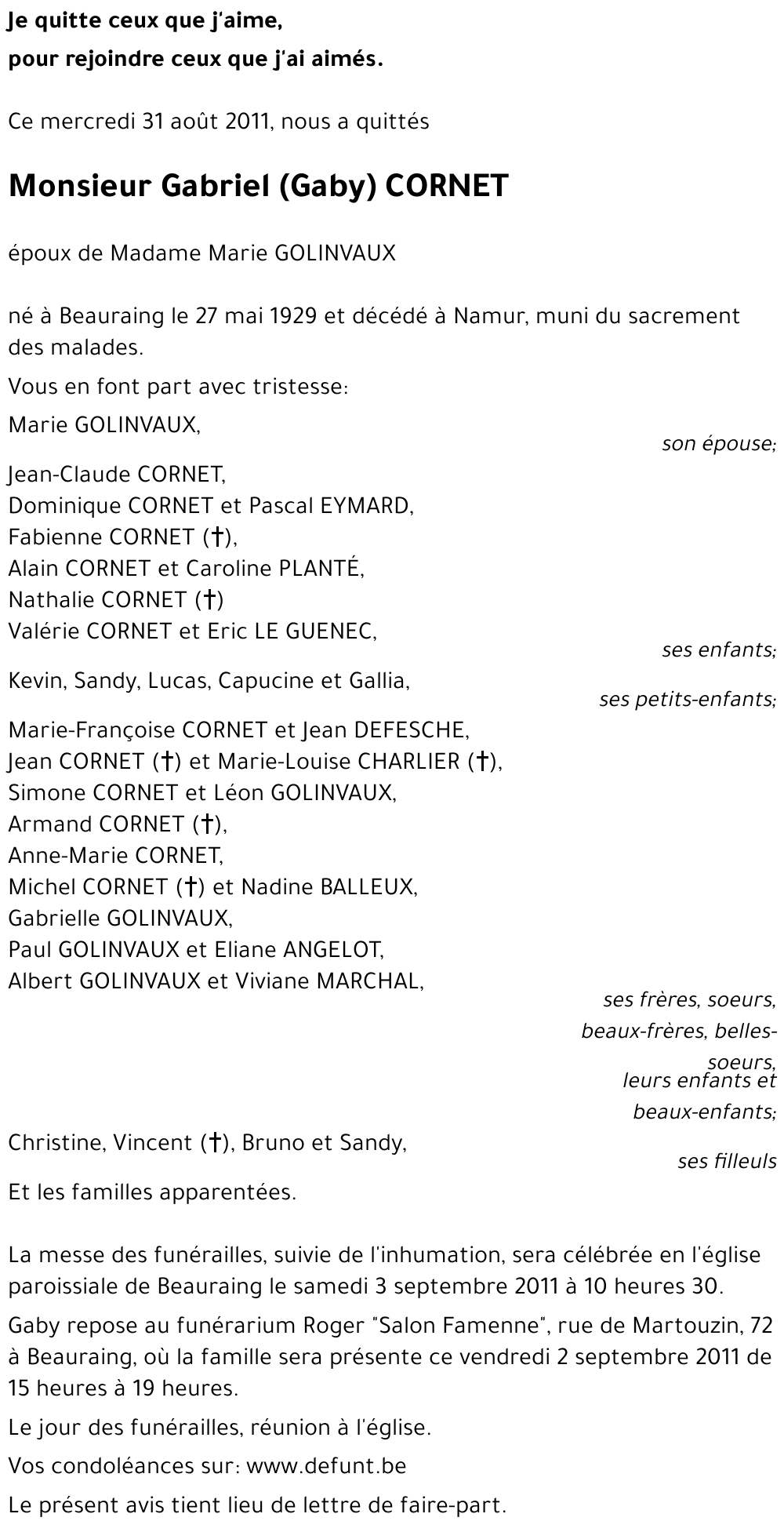 Gabriel (Gaby) CORNET