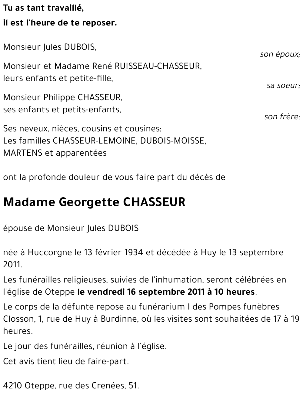 Georgette CHASSEUR
