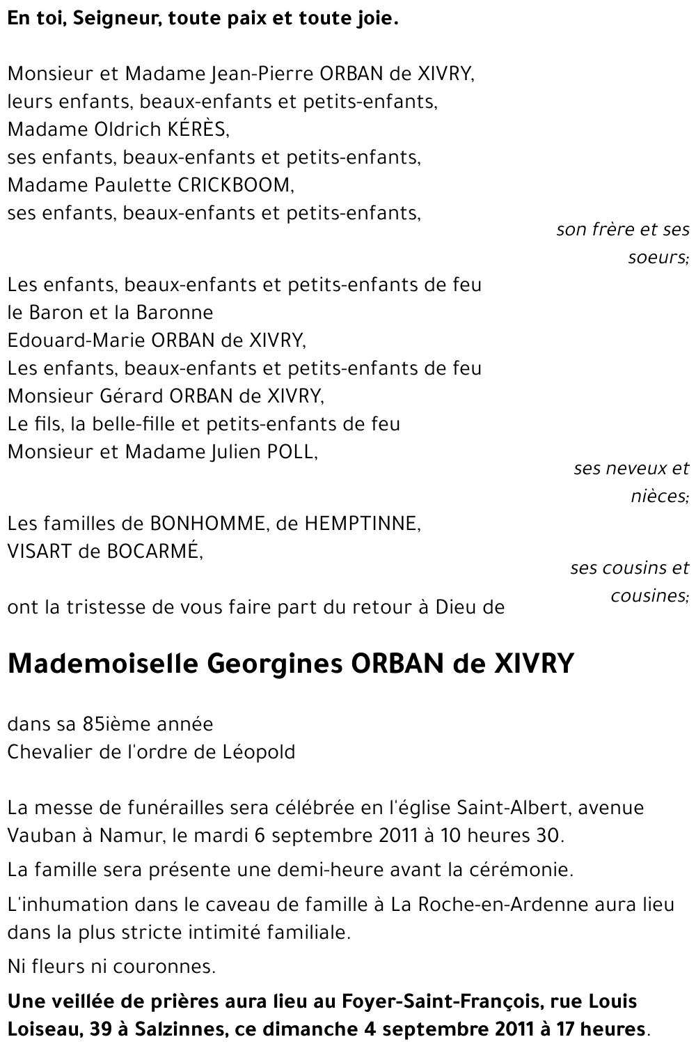 Georgines ORBAN de XIVRY
