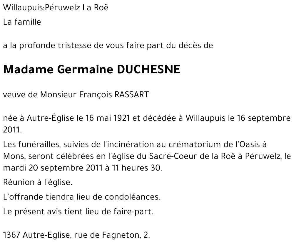 Germaine DUCHESNE