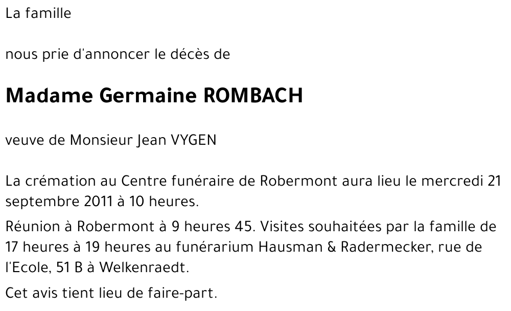 Germaine ROMBACH