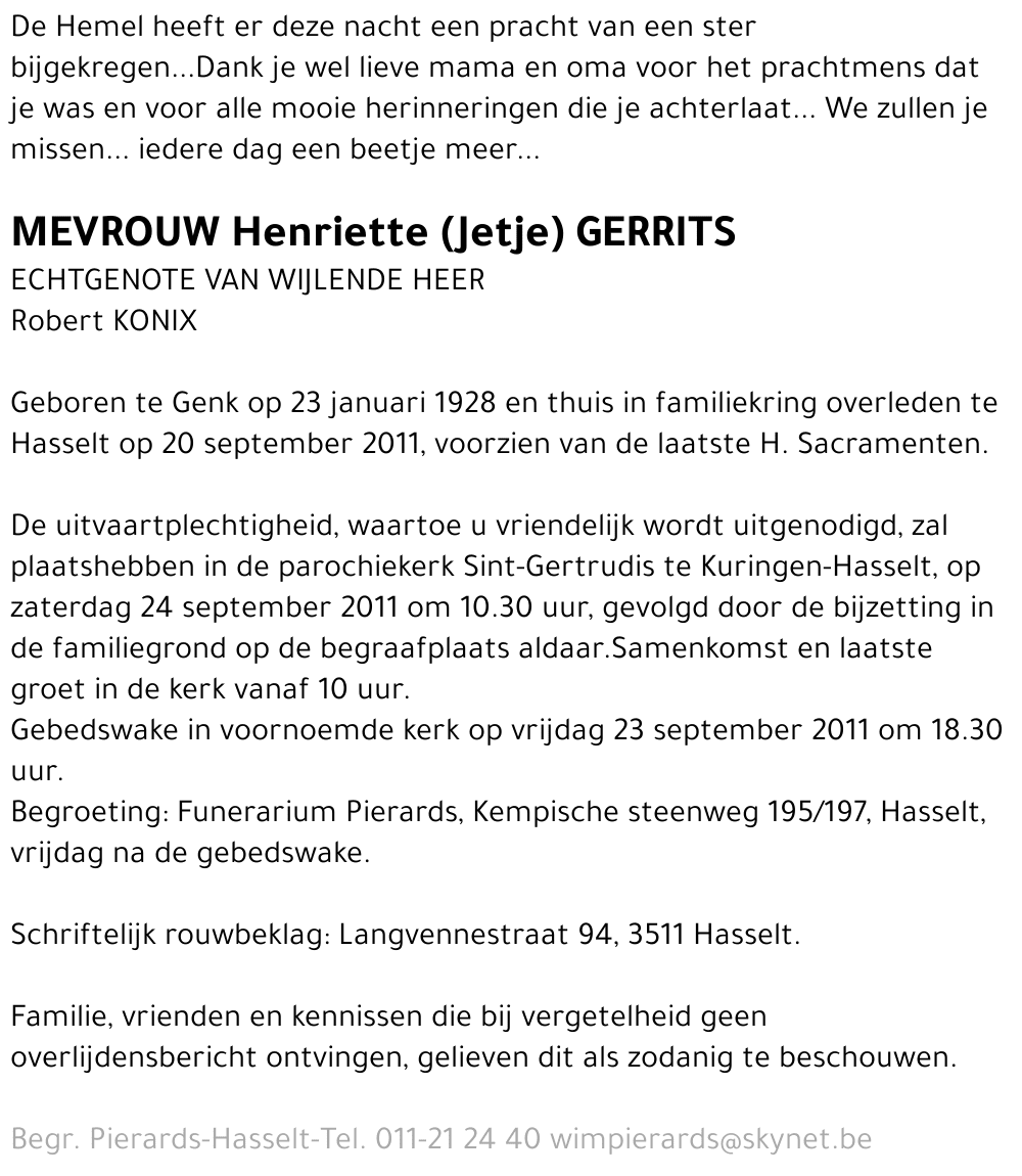 Henriette (Jetje) Gerrits