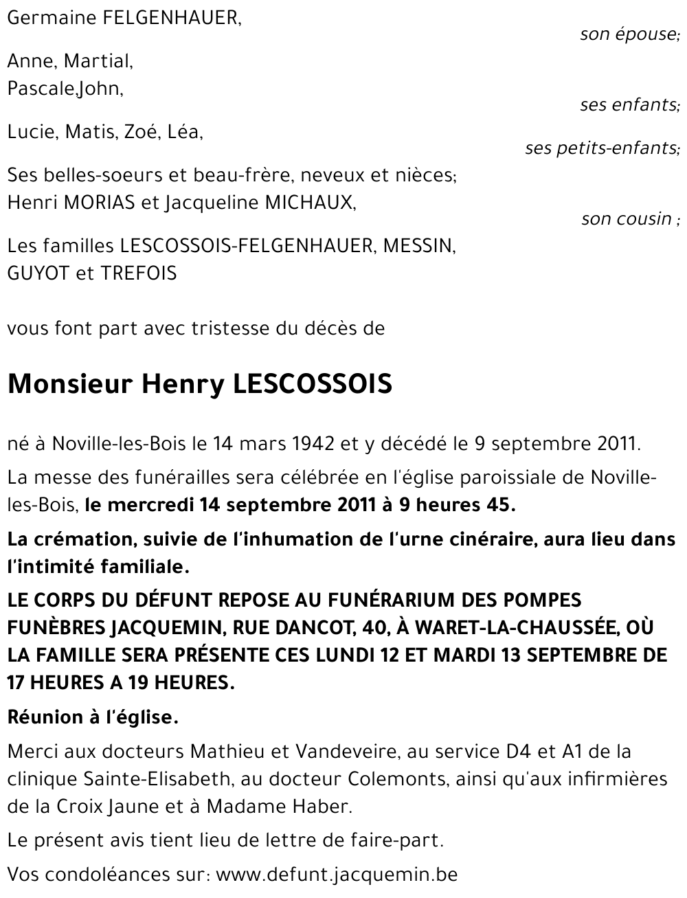Henry LESCOSSOIS