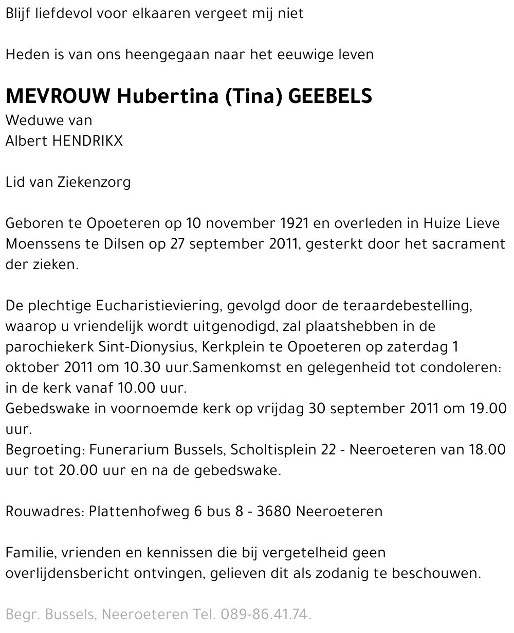 Hubertina (Tina) GEEBELS