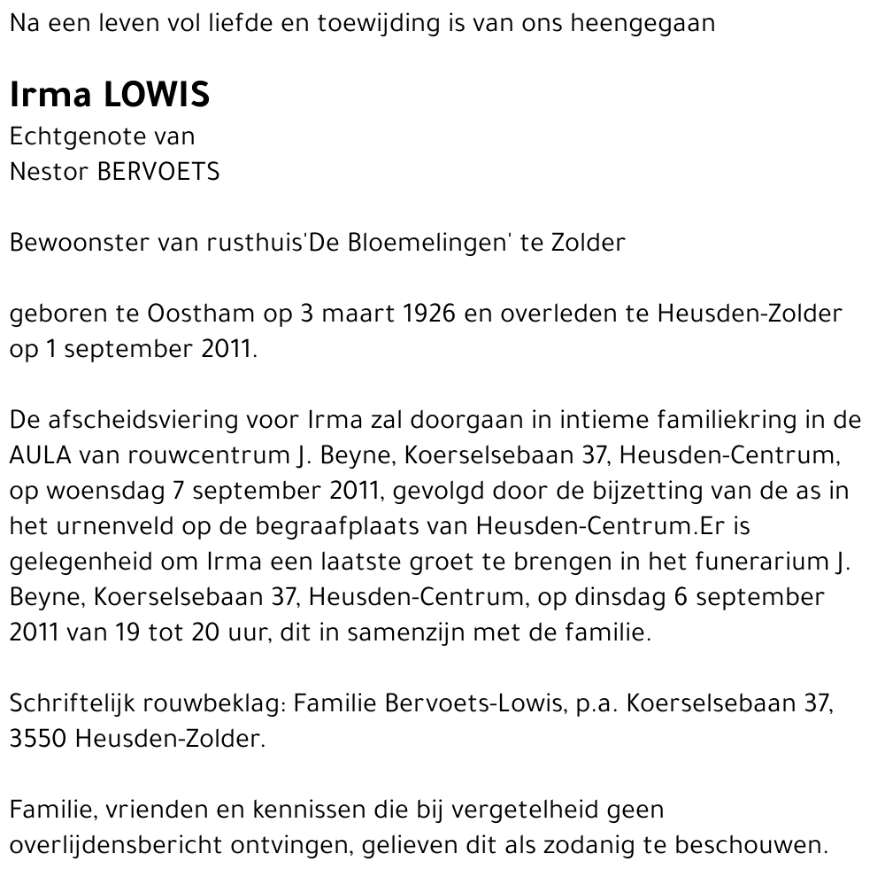 Irma Lowis