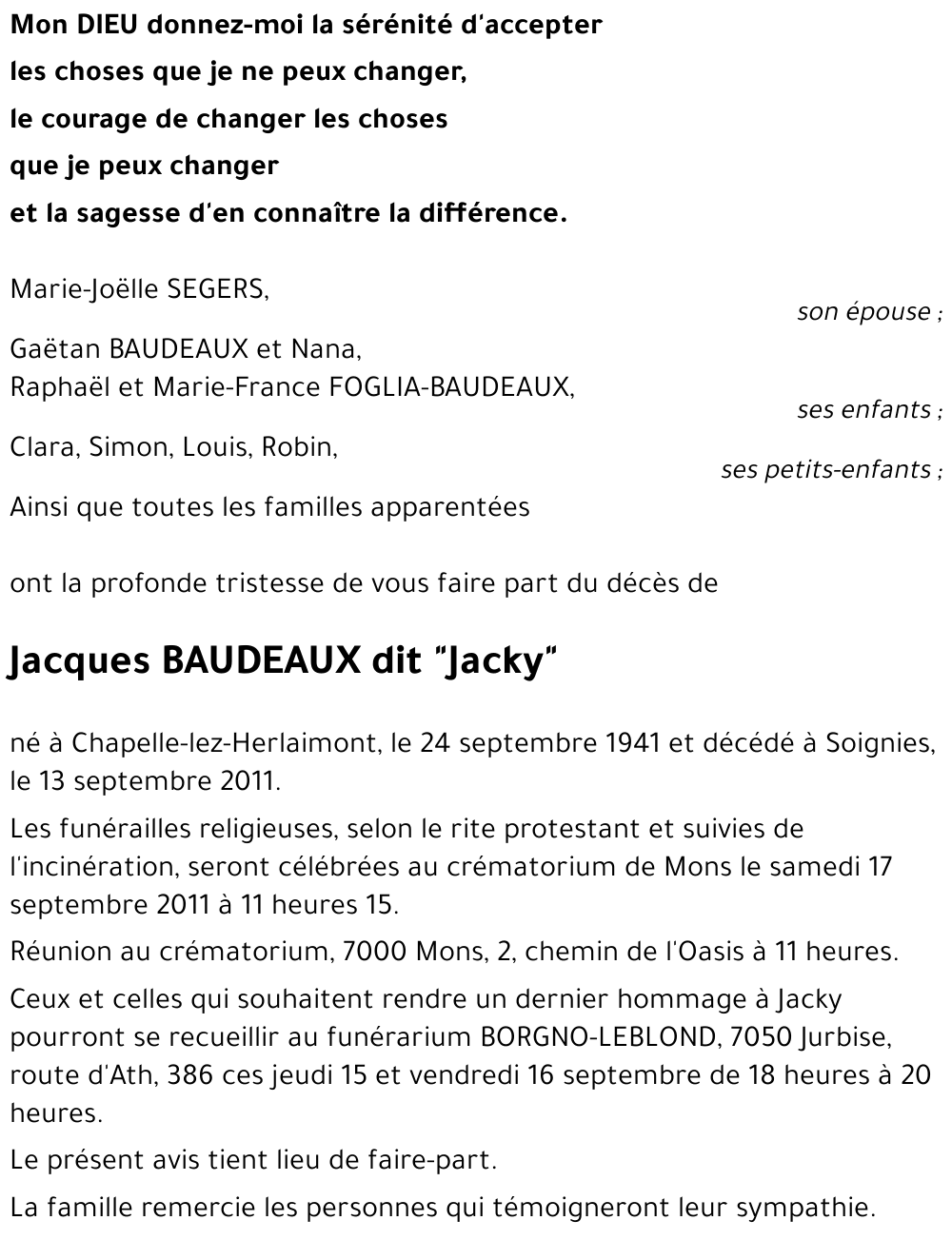 Jacques dit Jacky BAUDEAUX