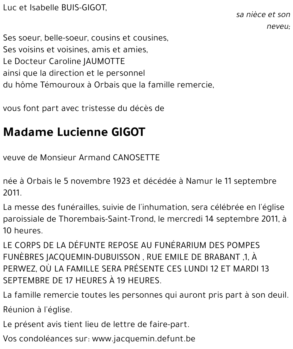Lucienne GIGOT
