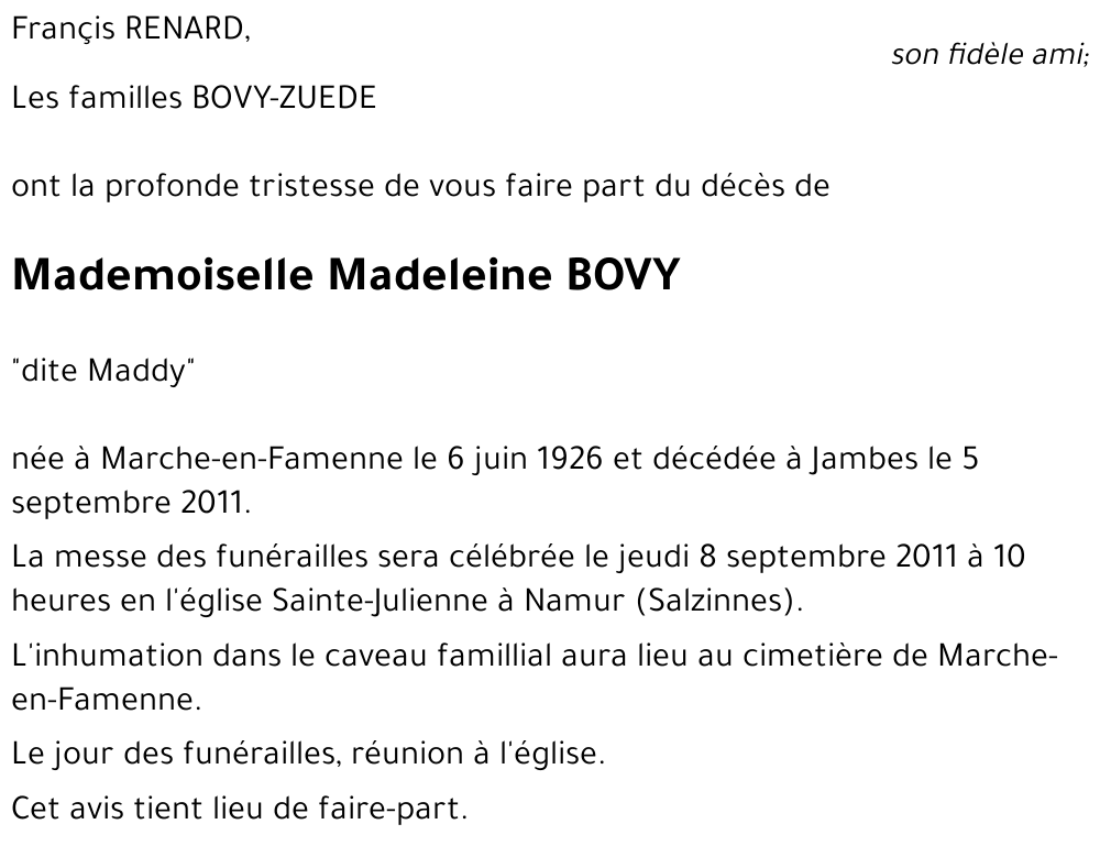 Madeleine BOVY