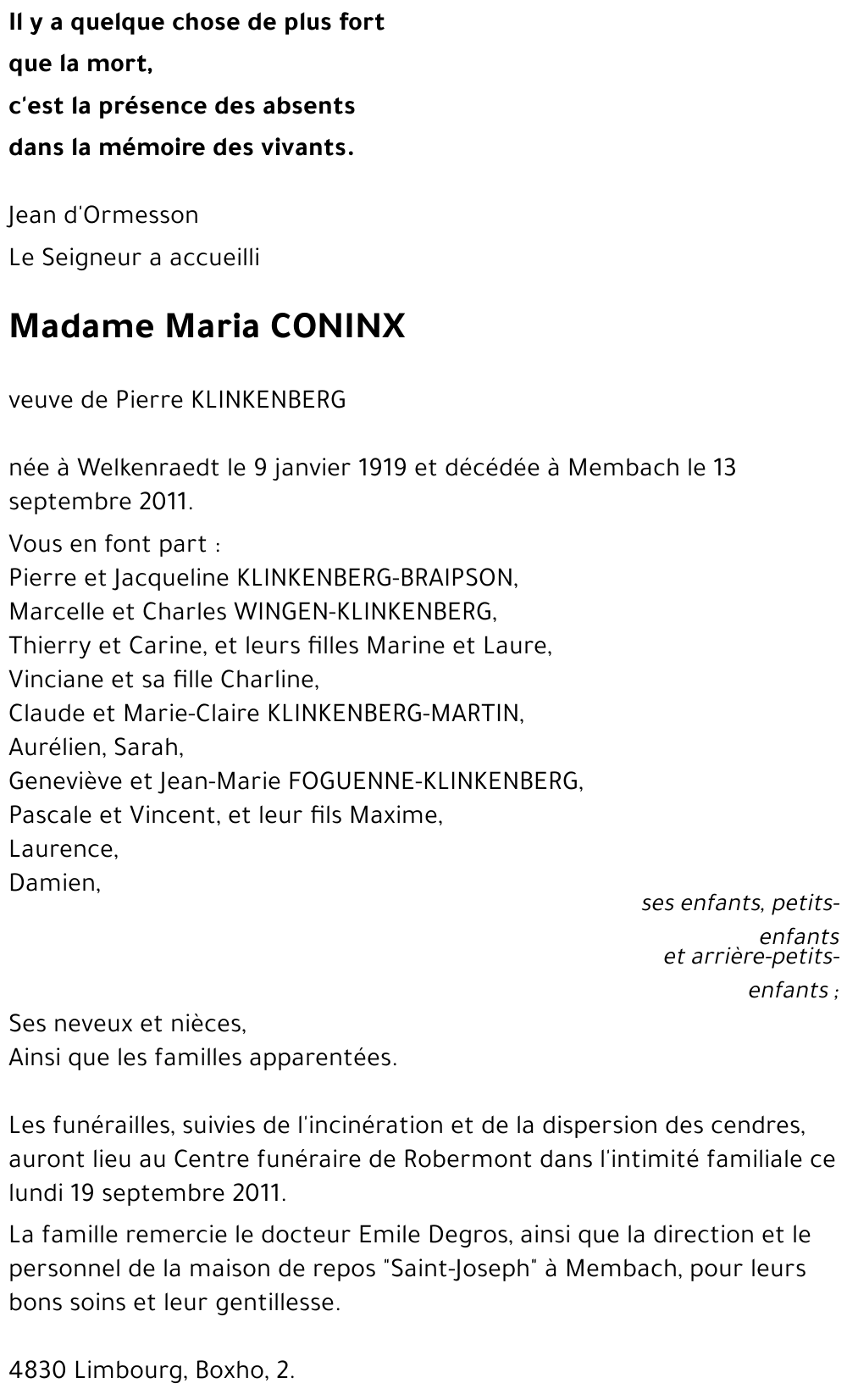 Maria CONINX